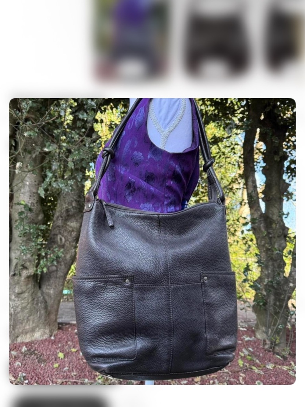 Eddie Bauer Dark Brown Leather Hobo Bag
